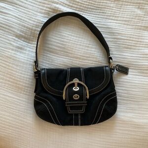 Vintage Y2K Coach Black Mini Soho Signature Monogram Canvas Shoulder Bag